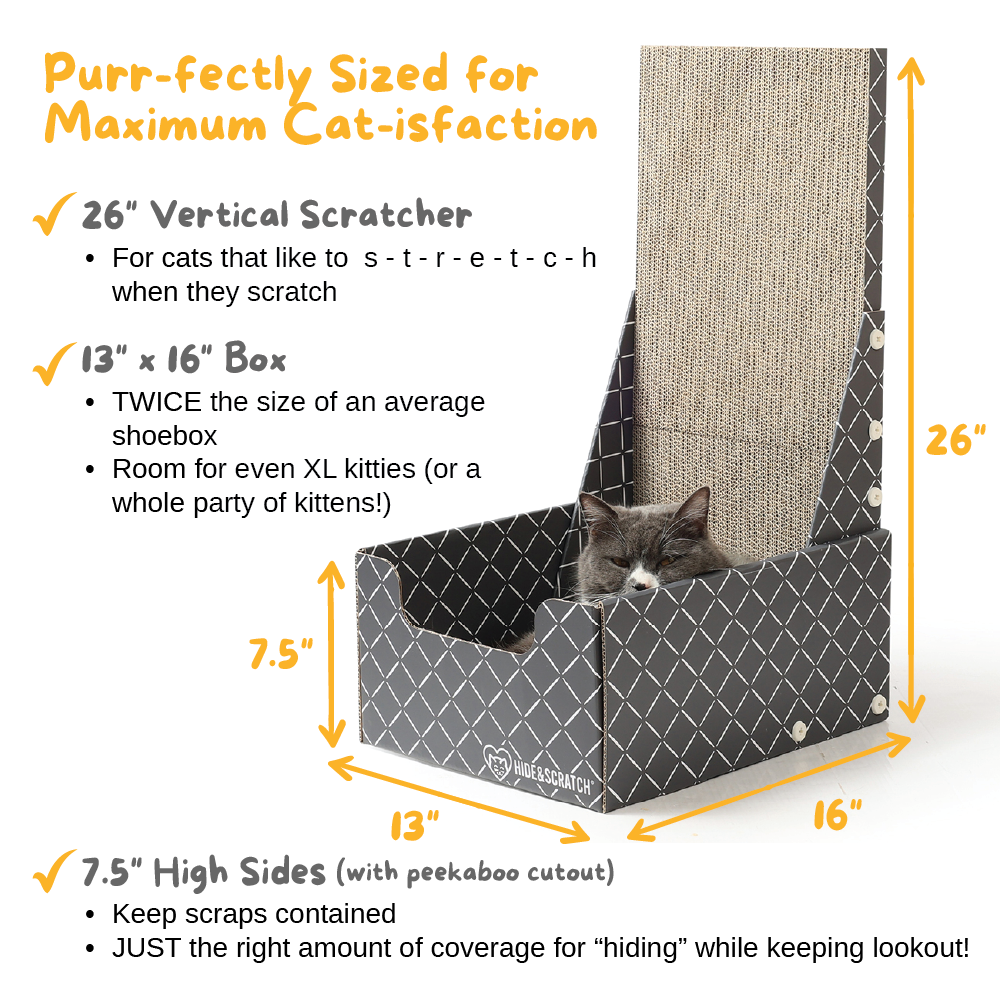 26" L Shaped Cat Scratcher Box and Cat Bed with Double-Sided Cardboard Cat Scratch Pad-2